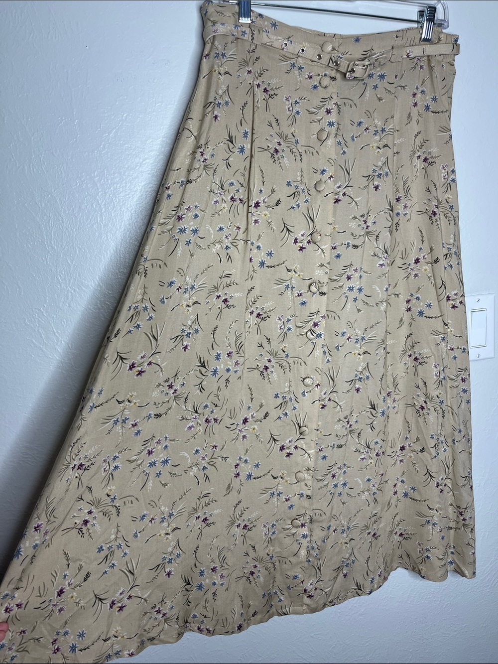 Vintage Sag Harbor Floral Belted Maxi Skirt - Size M Dainty Fairy Cottagecore